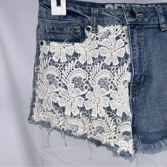 American Apparel Rewash Shorts Denim Jean Lace Short Shorts High Waisted Bottoms - Picture 4 of 12